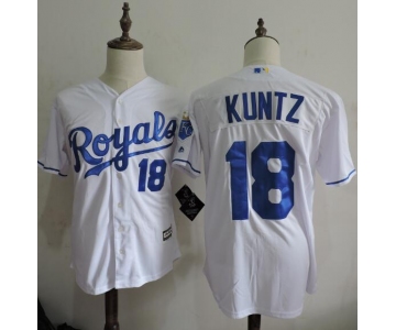 Men's Kansas City Royals Coach #18 Rusty Kuntz White Home Cool Base Baseball Jersey