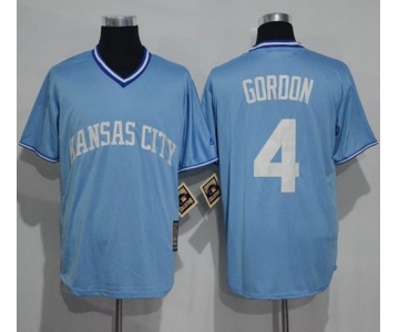 Royals #4 Alex Gordon Light Blue Cooperstown Stitched MLB Jersey