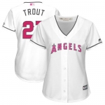 Angels #27 Mike Trout White Mother's Day Cool Base Women's Stitched Baseball Jersey