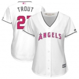Angels #27 Mike Trout White Mother's Day Cool Base Women's Stitched Baseball Jersey