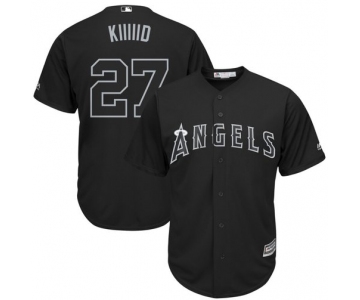 Angels of Anaheim #27 Mike Trout Black Kiiiiid Players Weekend Cool Base Stitched Baseball Jersey