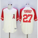 Angels of Anaheim #27 Mike Trout CreamRed Exclusive New Cool Base Stitched MLB Jersey