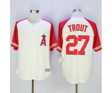 Angels of Anaheim #27 Mike Trout CreamRed Exclusive New Cool Base Stitched MLB Jersey