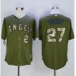 Angels of Anaheim #27 Mike Trout Green Camo New Cool Base Stitched MLB Jersey