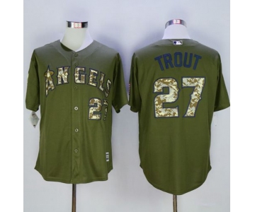 Angels of Anaheim #27 Mike Trout Green Camo New Cool Base Stitched MLB Jersey