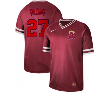 Angels of Anaheim #27 Mike Trout Red Authentic Cooperstown Collection Stitched Baseball Jersey