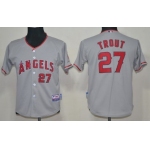 LA Angels of Anaheim #27 Mike Trout Gray Kids Jersey