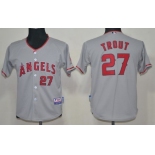 LA Angels of Anaheim #27 Mike Trout Gray Kids Jersey