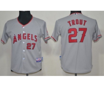 LA Angels of Anaheim #27 Mike Trout Gray Kids Jersey