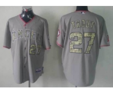 LA Angels of Anaheim #27 Mike Trout Gray With Camo Jersey