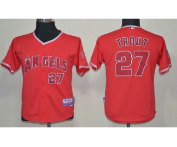 LA Angels of Anaheim #27 Mike Trout Red Kids Jersey