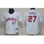 LA Angels of Anaheim #27 Mike Trout White Kids Jersey