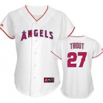 LA Angels of Anaheim #27 Mike Trout White With Red Womens Jersey