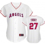 LA Angels of Anaheim #27 Mike Trout White With Red Womens Jersey