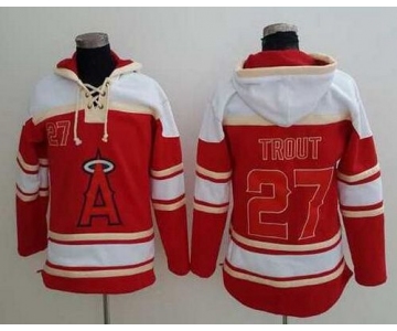 Men's LA Angels Of Anaheim #27 Mike Trout Red Baseball MLB Hoodie