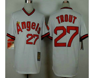 Men's LA Angels of Anaheim #27 Mike Trout 1980 Turn Back The Clock White Jersey