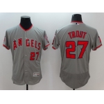 Men's LA Angels of Anaheim #27 Mike Trout Gray Road 2016 Flexbase Majestic Baseball Jersey