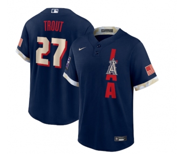 Men's Los Angeles Angels #27 Mike Trout 2021 Navy All-Star Cool Base Stitched MLB Jersey