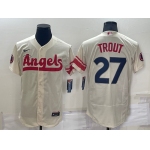 Men's Los Angeles Angels #27 Mike Trout Cream 2022 City Connect Flex Base Stitched Jersey