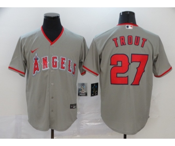 Men's Los Angeles Angels #27 Mike Trout Gray Stitched MLB Cool Base Nike Jersey