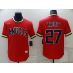 Men's Los Angeles Angels #27 Mike Trout Red Cool Base Stitched Jersey
