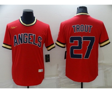 Men's Los Angeles Angels #27 Mike Trout Red Cool Base Stitched Jersey