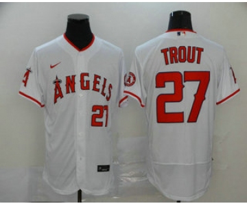 Men's Los Angeles Angels #27 Mike Trout White Stitched MLB Flex Base Nike Jersey