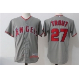 Men's Los Angeles Angels Of Anaheim #27 Mike Trout Gray Road Stitched MLB Majestic Cool Base Jersey