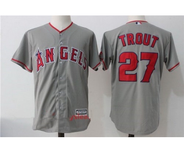 Men's Los Angeles Angels Of Anaheim #27 Mike Trout Gray Road Stitched MLB Majestic Cool Base Jersey