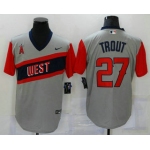 Men's Los Angeles Angels Of Anaheim #27 Mike Trout Grey 2021 Little League Classic Stitched Nike Jersey