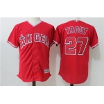 Men's Los Angeles Angels Of Anaheim #27 Mike Trout Red Stitched MLB Majestic Cool Base Jersey