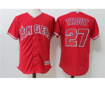 Men's Los Angeles Angels Of Anaheim #27 Mike Trout Red Stitched MLB Majestic Cool Base Jersey