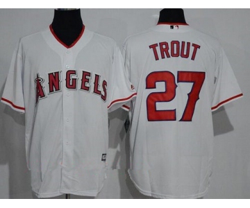 Men's Los Angeles Angels Of Anaheim #27 Mike Trout White Home Stitched MLB Majestic Cool Base Jersey