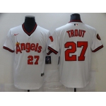 Men's Los Angeles Angels Of Anaheim #27 Mike Trout White Throwback Cooperstown Collection Stitched MLB Nike Jersey