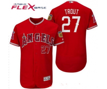 Men's Los Angeles Angels of Anaheim #27 Mike Trout Red 2017 Spring Training Stitched MLB Majestic Flex Base Jersey