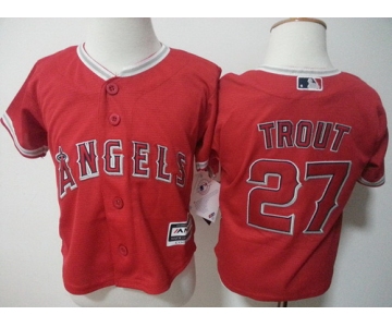 Toddler LA Angels of Anaheim #27 Mike Trout Red MLB Majestic Baseball Jersey