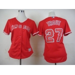 Women's LA Angels Of Anaheim #27 Mike Trout Alternate Red 2015 MLB Cool Base Jersey