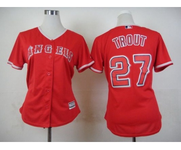 Women's LA Angels Of Anaheim #27 Mike Trout Alternate Red 2015 MLB Cool Base Jersey