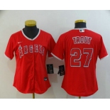 Women's Los Angeles Angels #27 Mike Trout Red Stitched MLB Cool Base Nike Jersey