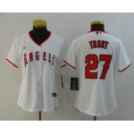 Women's Los Angeles Angels #27 Mike Trout White Stitched MLB Cool Base Nike Jersey