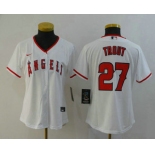 Women's Los Angeles Angels #27 Mike Trout White Stitched MLB Cool Base Nike Jersey