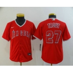 Youth Los Angeles Angels #27 Mike Trout Red Stitched MLB Cool Base Nike Jersey