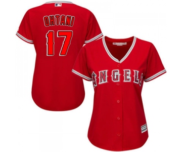 LA Angels of Anaheim #17 Shohei Ohtani Red Alternate Women's Stitched MLB Jersey