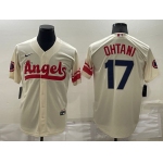 Men's Los Angeles Angels #17 Shohei Ohtani Cream 2022 City Connect Cool Base Stitched Jersey