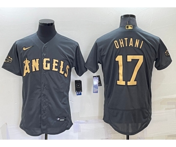 Men's Los Angeles Angels #17 Shohei Ohtani Grey 2022 All Star Stitched Flex Base Nike Jersey