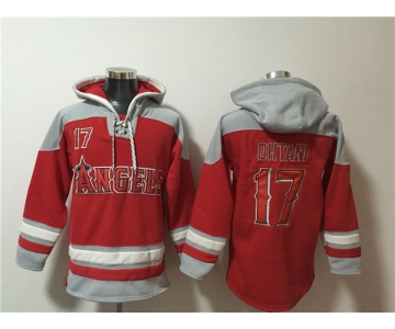 Men's Los Angeles Angels #17 Shohei Ohtani Red Ageless Must-Have Lace-Up Pullover Hoodie