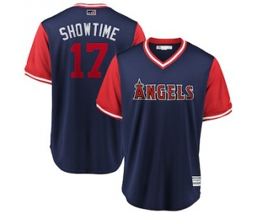 Men's Los Angeles Angels 17 Shohei Ohtani Showtime Majestic Navy 2018 Players' Weekend Cool Base Jersey