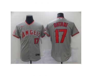 Men's Los Angeles Angels of Anaheim #17 Shohei Ohtani Grey Road Flex Base Authentic Collection Jersey