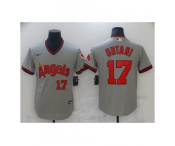 Men's Nike Los Angeles Angels #17 Shohei Ohtani Gray Throwback Baseball Jersey