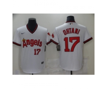 Men's Nike Los Angeles Angels #17 Shohei Ohtani White Throwback Baseball Jersey